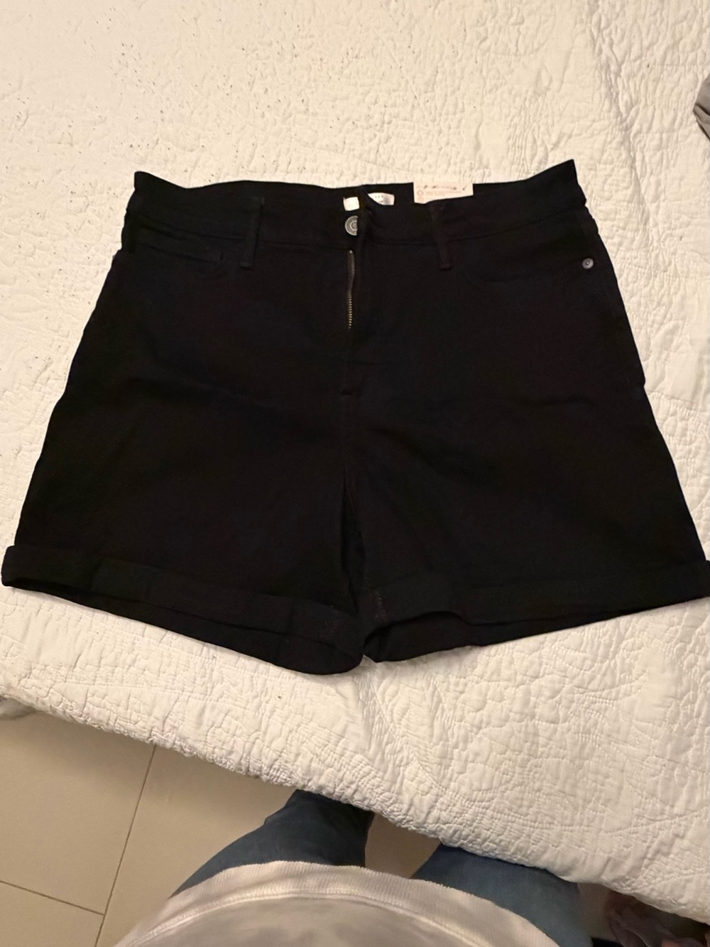 LC Lauren Conrad Black Roll-Cuff Jean Shorts